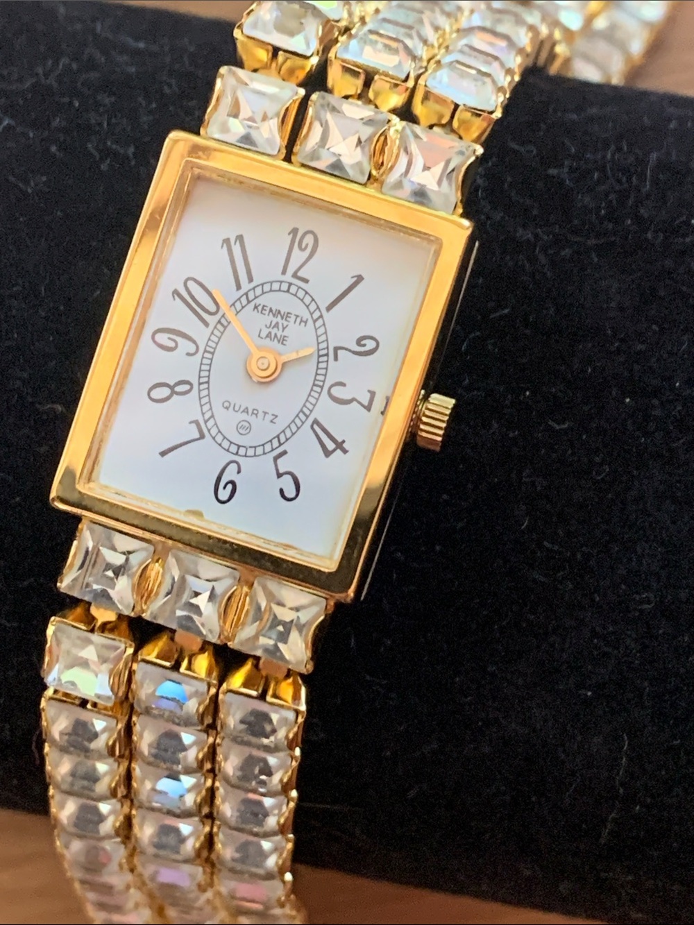 Vintage 1980’s Kenneth Jay Lane cocktail gold & Rhinestone watch